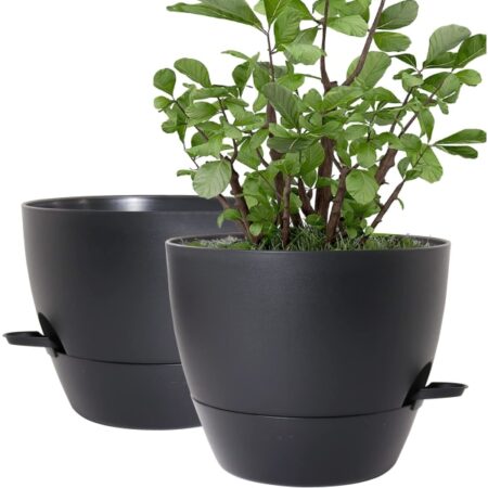 1 stk 25 cm/10 tommer selvvandende plantekasser, 2 pakke store plastik