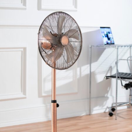 16" Copper Pedestal Fan Brown