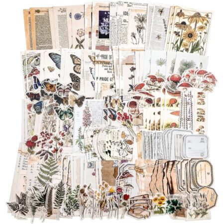 200 stk. transparente dekorative klistermærker med planter og blomster i vintage-stil, 9 naturtemaer, klistermærker Natur Växter