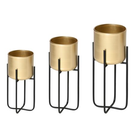 3x Blomsterstand Guld Metal - Blomstersokkel