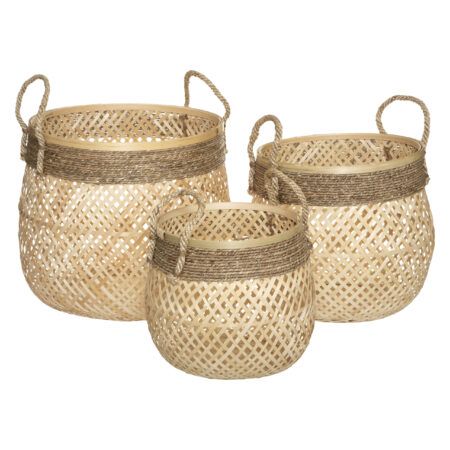 3x kurve flettet bambus "Rope"
