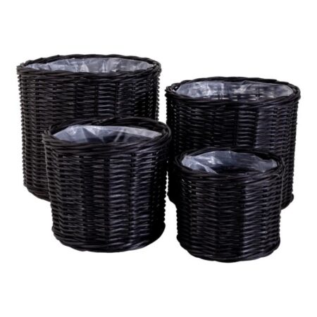 4 stk. runde kurve i sort kubu rattan