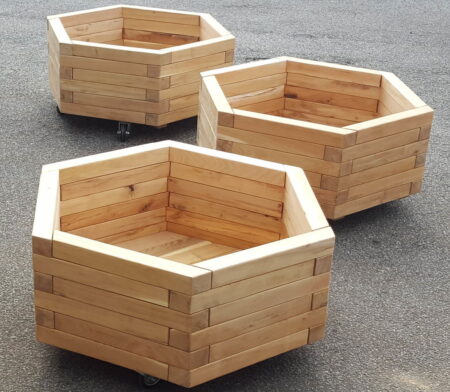 6-kantede Hjalmar plantekasser-Naturtræ-Ø100 x 36 cm