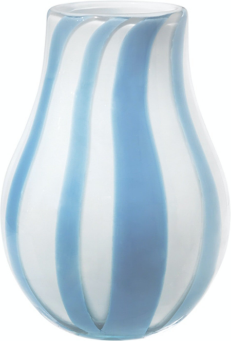 Ada stripe, Vase, blå, H15,5x22,5 cm, mundblæst glas