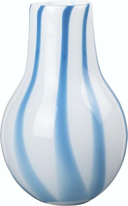 Ada stripe, Vase, blå, H23,5x37 cm, mundblæst glas