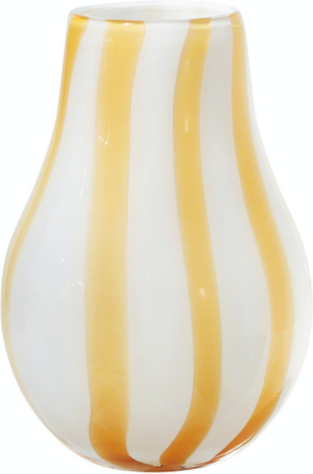 Ada stripe, Vase, gul, H15,5x22,5 cm, mundblæst glas