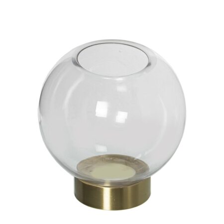 Alexandra House Living vase/lyseholder - gennemsigtig krystal, gylden sokkel, 15 × 15 cm