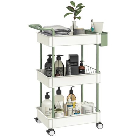 Alsidig trolley 3 etager med hængende kurv 50 x 29,4 x 77 cm