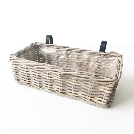 Altankasse til gelænder | Grå Rattan | 48x22xH15 cm