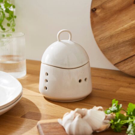 Amalfi Garlic Pot White
