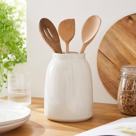Amalfi Stoneware Utensil Pot White