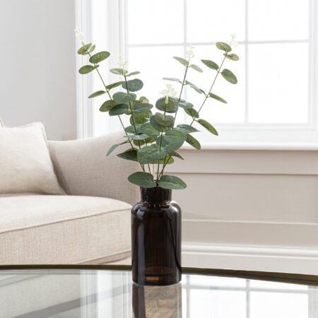 Artificial Eucalyptus in Black Vase 46cm Green