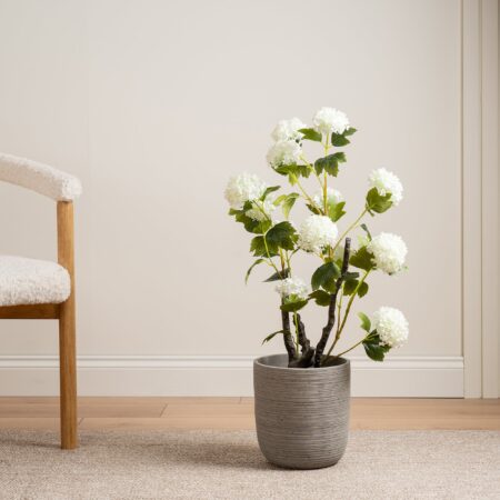 Artificial Hydrangea in Black Plant Pot Natural