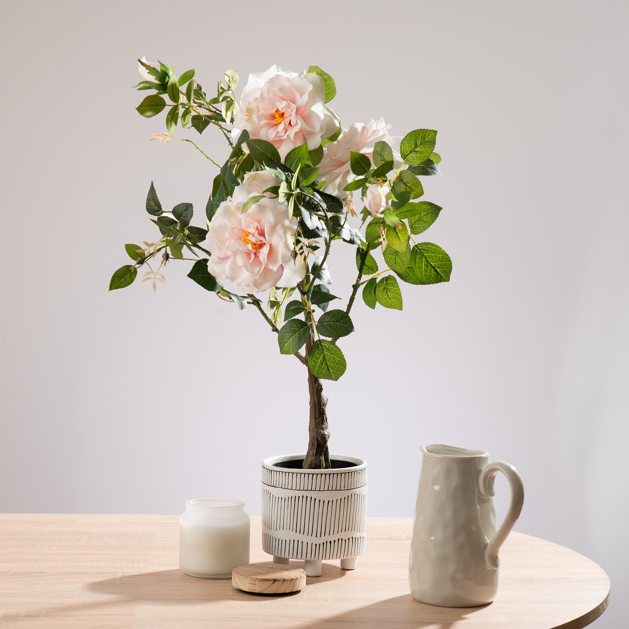 Artificial Real Touch Rose Tree in Black Plant Pot Pink Artificial Real Touch Rose Tree in Black Plant Pot Pink