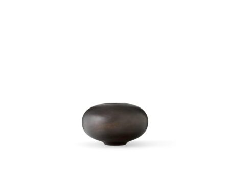 Audo Copenhagen - Surround Vase - Vase - Black/wood - H: 17,5 cm, Ø: 30 cm