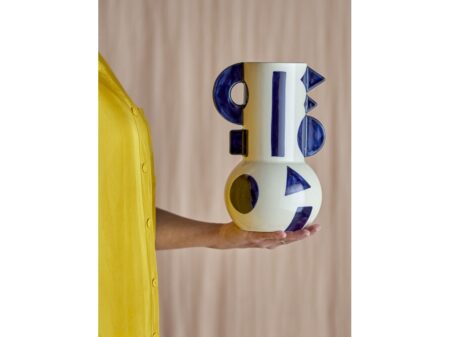 BLOOMINGVILLE Graphica Vase, Blå, Stentøj