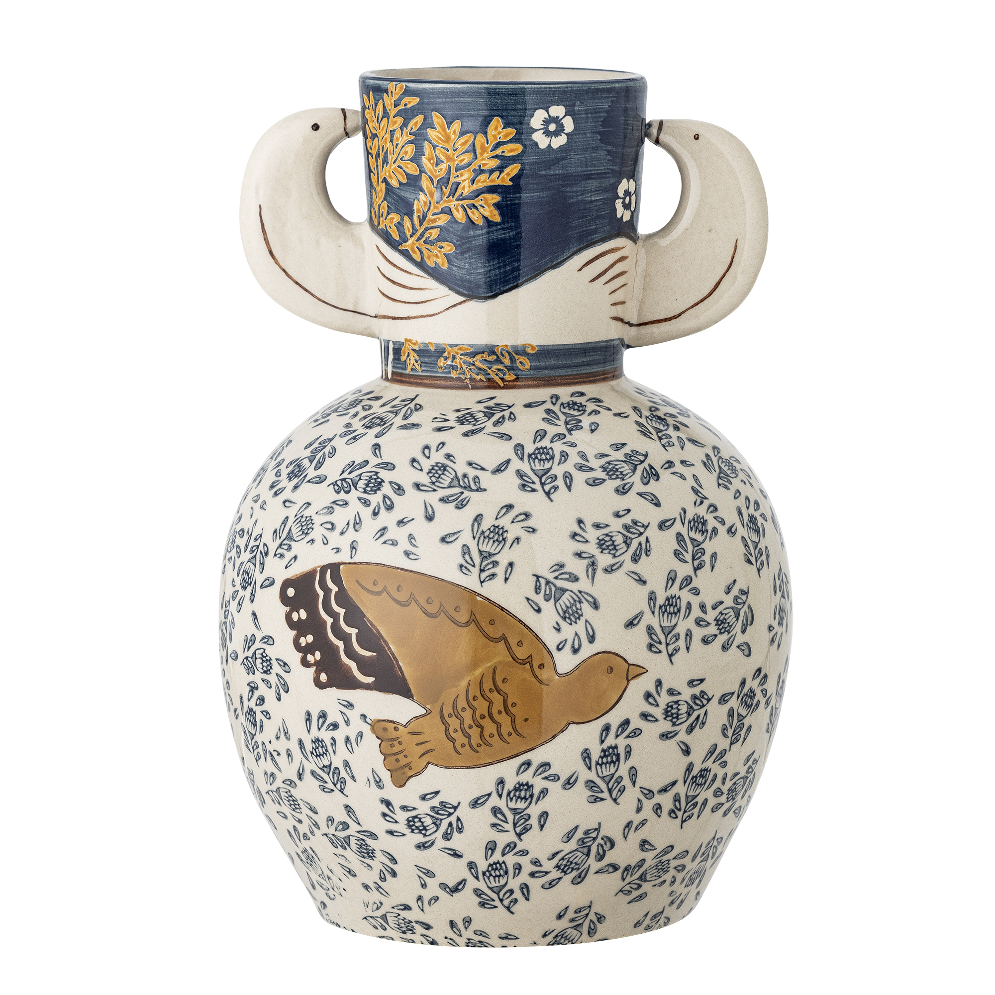 BLOOMINGVILLE Hezha Vase, Blå, Stentøj BLOOMINGVILLE Hezha Vase, Blå, Stentøj