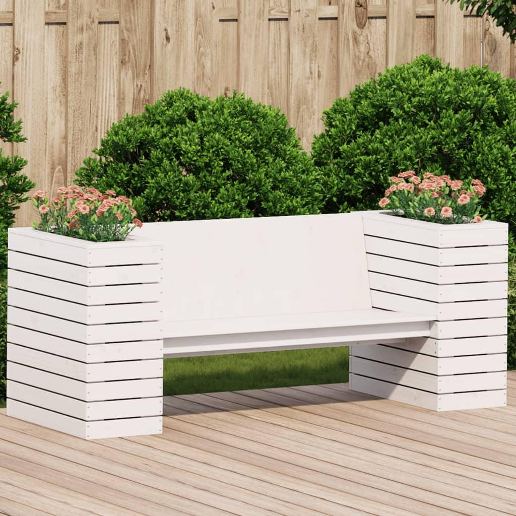 Bænk med plantekasser 167,5x60x65 cm massivt fyrretræ hvid Bænk med plantekasser 167,5x60x65 cm massivt fyrretræ hvid