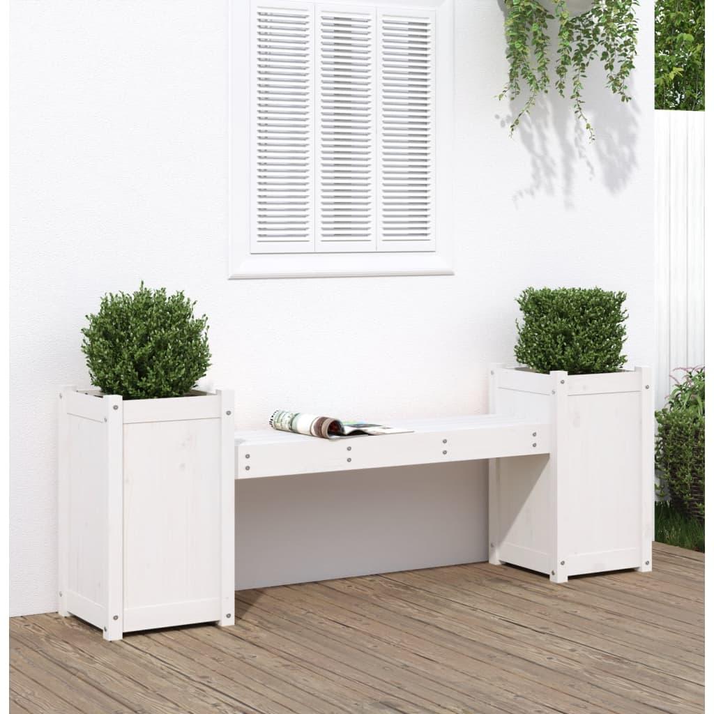 Bænk med plantekasser 180x36x63 cm massivt fyrretræ hvid Bænk med plantekasser 180x36x63 cm massivt fyrretræ hvid