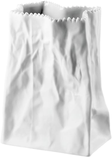 Bag Vase 14cm, Weiss Matt, Do not Litter