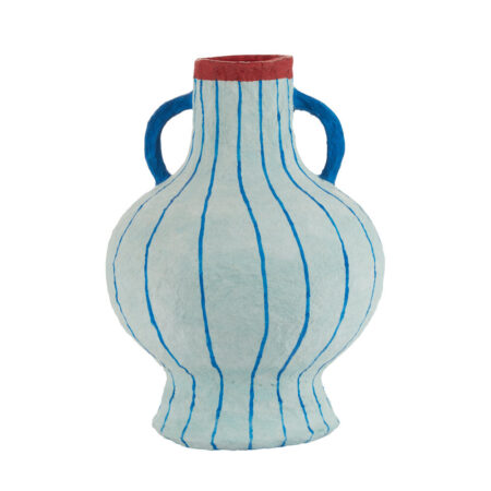 Bahne Interior - Pokal vase, blå striber - H25,5 cm