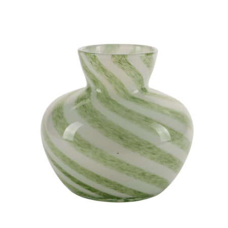 Bahne Interior - Rokoko vase stribet, grøn - H18cm