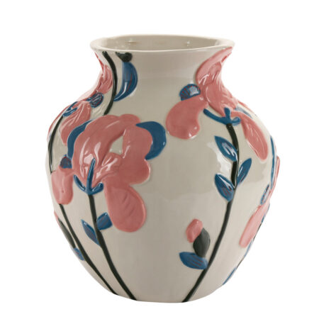 Bahne Interior - Vase med blomster, hvid/pink/blå - H24,5 cm