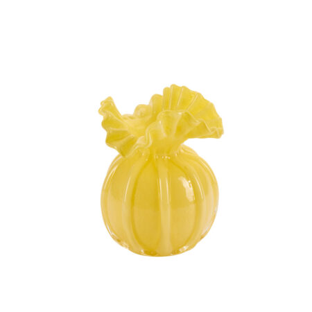Bahne Interior - Vase med bølget kant, gul - H17cm