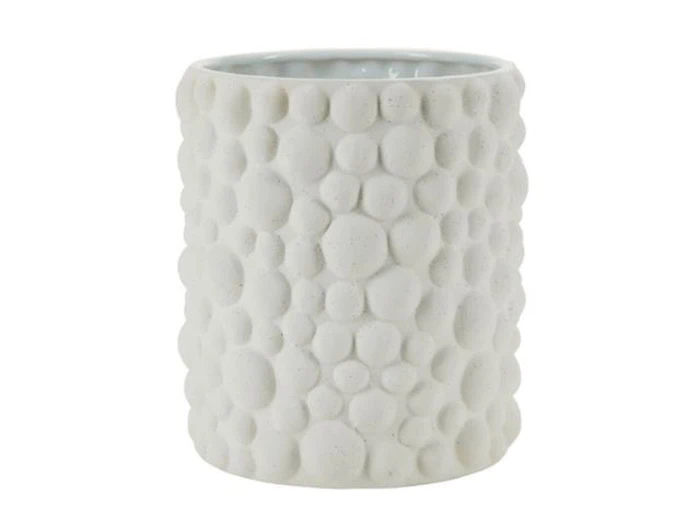 Bahne, Urtepotte, bobler, Hvid, Stentøj, H: 23 x D: 20 cm Bahne, Urtepotte, bobler, Hvid, Stentøj, H: 23 x D: 20 cm
