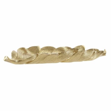 Bakke DKD Home Decor S3017331 Ark Gylden Harpiks Blad af en plante (39 x 18 x 4.7 cm) (39 cm)