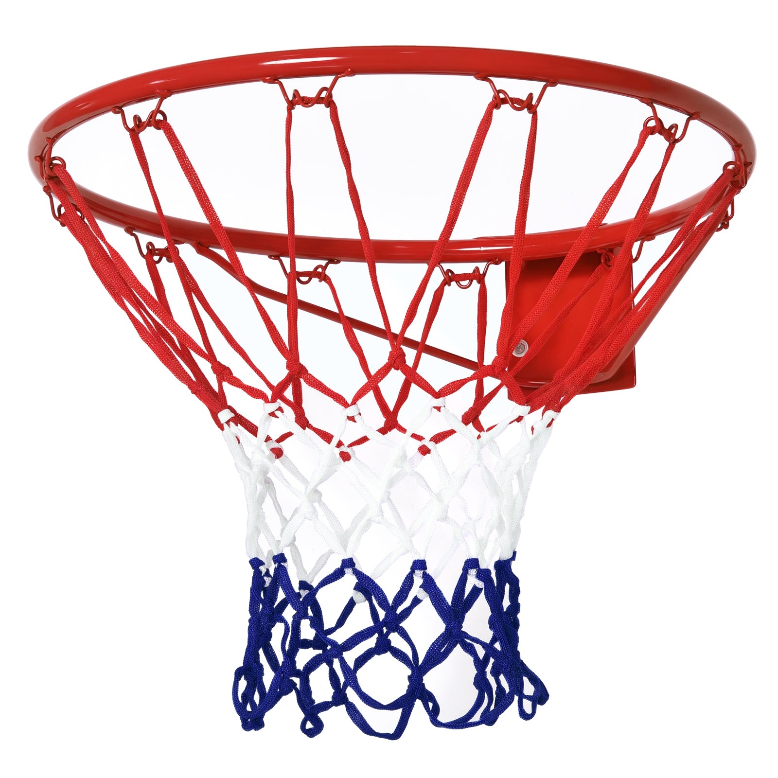 Basketballkurv, indendørs og udendørs med 46 cm kurv og net, vægmonteret, basketballbræt til unge voksne, rød + blå + hvid Basketballkurv, indendørs og udendørs med 46 cm kurv og net, vægmonteret, basketballbræt til unge voksne, rød + blå + hvid