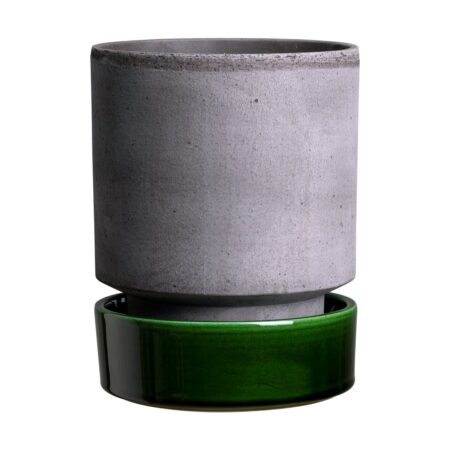 Bergs Potter Hoff krukke Ø14 cm, Raw Grey-Emerald Green