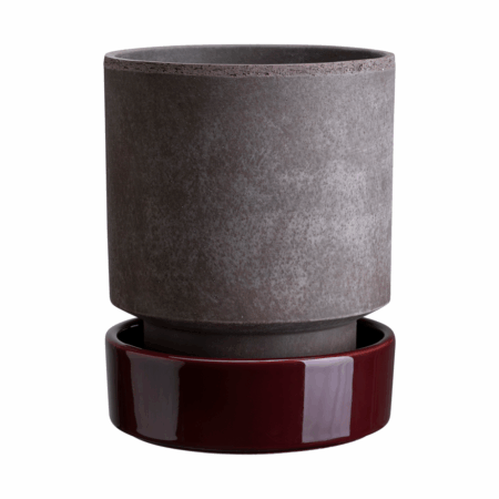 Bergs Potter Hoff krukke Ø16 cm, Raw Grey-Deep Burgundy