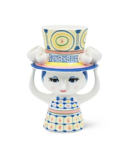 Bjørn Wiinblad Lady with Hat Vase H: 20,5 cm - Blå