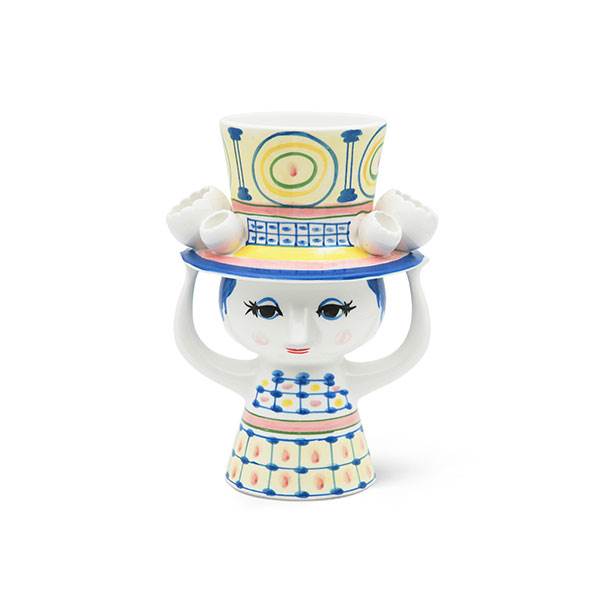 Bjørn Wiinblad Lady with hat vase, H:20,5 cm - Blå Bjørn Wiinblad Lady with hat vase, H:20,5 cm - Blå
