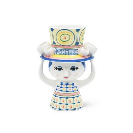 Bjørn Wiinblad Lady with hat vase, H:20,5 cm - Blå