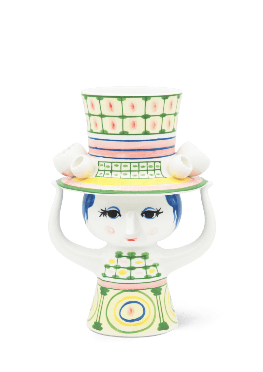Bjørn Wiinblad - Wiinblad Dame med hat Vase H24.5 cm grøn Bjørn Wiinblad - Wiinblad Dame med hat Vase H24.5 cm grøn