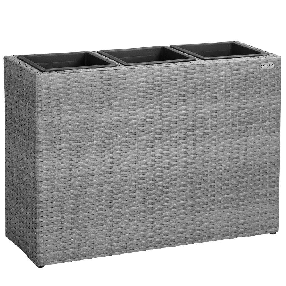 Blomsterkasse 3 inderpotter polyrattan mesh aftagelig urtepotte cachepot plantekasse plantekasse forskellige farver, farve: grå Blomsterkasse 3 inderpotter polyrattan mesh aftagelig urtepotte cachepot plantekasse plantekasse forskellige farver, farve: grå