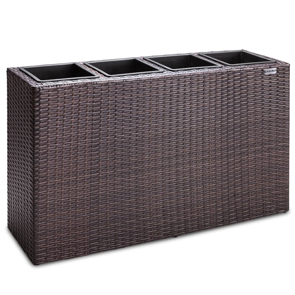 Blomsterkasse 4 inderpotter polyrattan mesh aftagelig urtepotte cachepot plantekasse plantekasse forskellige farver, farve: brun Blomsterkasse 4 inderpotter polyrattan mesh aftagelig urtepotte cachepot plantekasse plantekasse forskellige farver, farve: brun