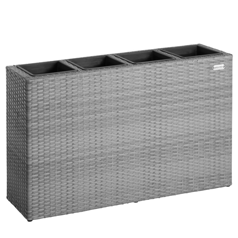 Blomsterkasse 4 inderpotter polyrattan mesh aftagelig urtepotte, grå Blomsterkasse 4 inderpotter polyrattan mesh aftagelig urtepotte, grå