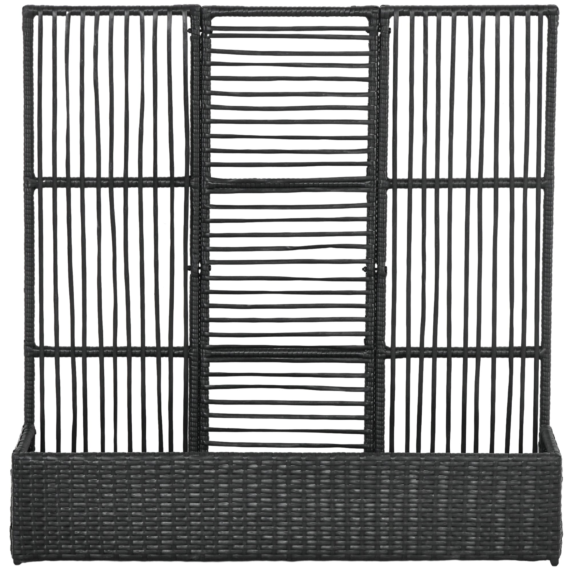Blomsterkasse med espalier, vejrbestandig, polyrattan, 103 x 103 x 29 cm, sort Blomsterkasse med espalier, vejrbestandig, polyrattan, 103 x 103 x 29 cm, sort