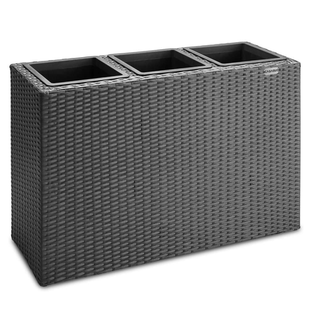 Blomsterkasse polyrattan, 3 potter, 83x30,5x60 cm, sort Blomsterkasse polyrattan, 3 potter, 83x30,5x60 cm, sort