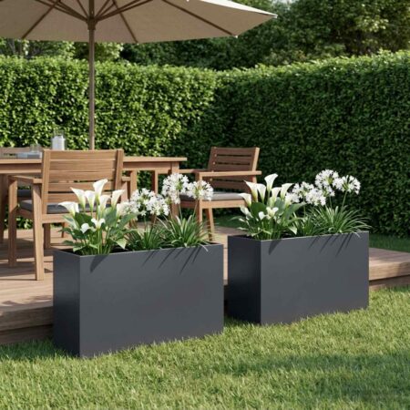 Blomsterkrukke 2 stk. antracit 80 x 40 x 50 cm