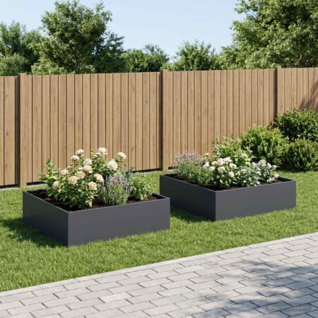 Blomsterkrukke 2 stk. antracit 80 x 80 x 30 cm plantekasse