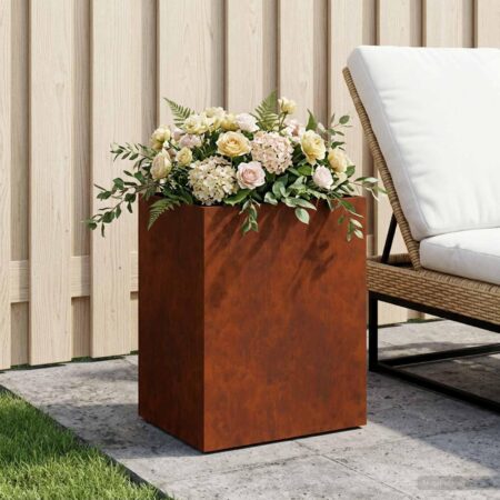 Blomsterkrukke i cortenstål 40 x 30 x 40 cm - rusten plantekasse