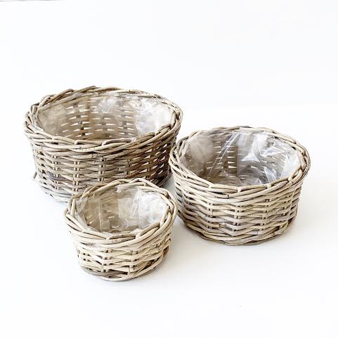 Blomsterkurve - Håndlavet i rattan - Sæt af 3 Blomsterkurve - Håndlavet i rattan - Sæt af 3