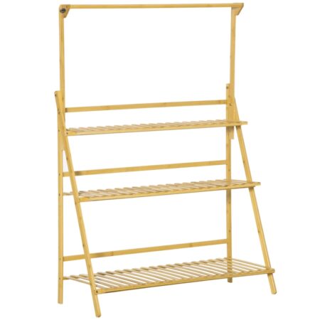 Blomsterstand med 3 niveauer i bambus, 100 x 40 x 143 cm