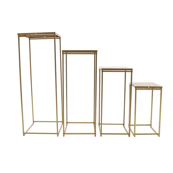 Blomsterstander bryllup - Firkantet metal søjle vaseholder sæt 4 stk - Aftagelig - 10-15 kg bæreevne - Højtemperaturlak - Guld Blomsterstander bryllup - Firkantet metal søjle vaseholder sæt 4 stk - Aftagelig - 10-15 kg bæreevne - Højtemperaturlak - Guld