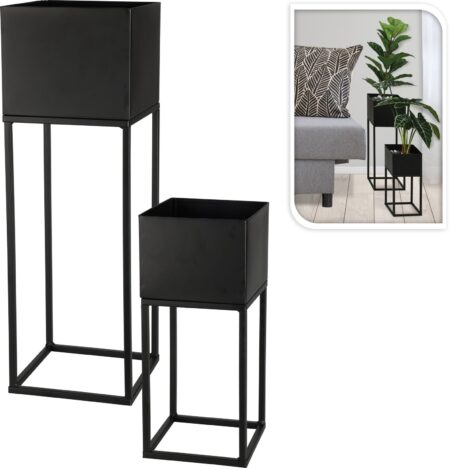 Blomsterstander sort, sæt af 2stk