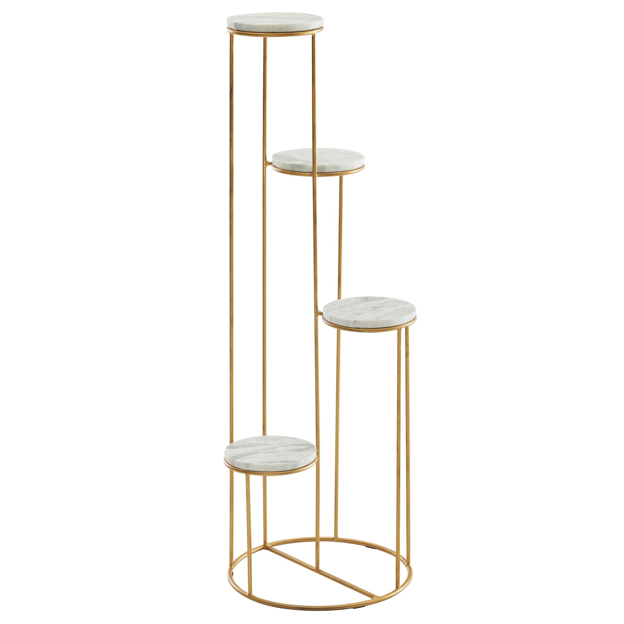 Blomsterstativ, ægte marmor, hvid, 36,5 x 107,5 x 36,5 cm, plantestativ, stående, guldfarvet, blomsterskammel, stue, fritstående med 4 hylder, plantehylde, blomsterhylde, stor, moderne Blomsterstativ, ægte marmor, hvid, 36,5 x 107,5 x 36,5 cm, plantestativ, stående, guldfarvet, blomsterskammel, stue, fritstående med 4 hylder, plantehylde, blomsterhylde, stor, moderne